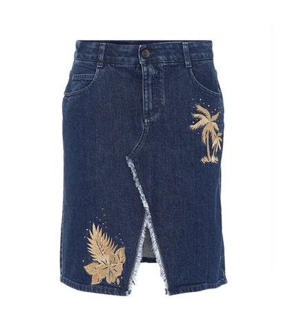 Stella Mccartney Embroidered Denim Skirt