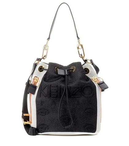 Isabel Marant Bucket Bag Kombo Leather And Fabric Shoulder Bag