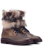 Brunello Cucinelli Fur-trimmed Ankle Boots