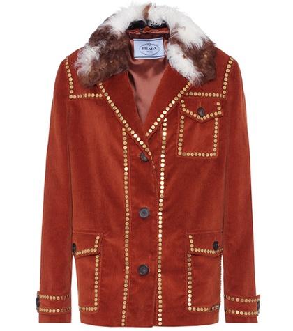 Prada Shearling-trimmed Corduroy Jacket