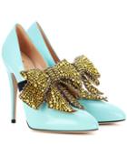 Gucci Glossed-leather Pumps With Detachable Embellishment