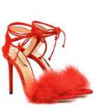 Charlotte Olympia Salsa 110 Feather-trimmed Sandals