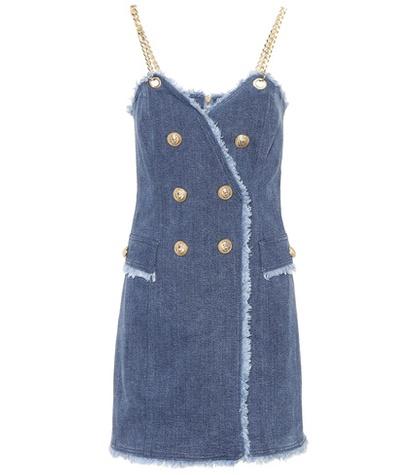 Balmain Embellished Denim Minidress