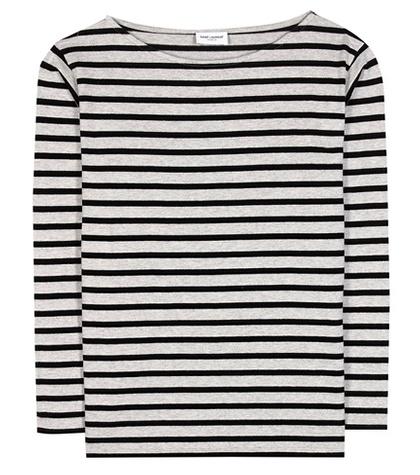 Saint Laurent Distressed Striped Cotton T-shirt