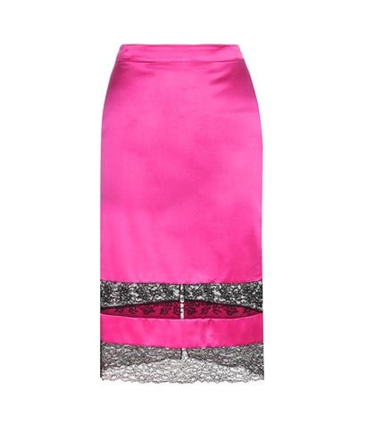 Givenchy Lace-trimmed Silk Satin Skirt