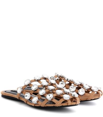 Charlotte Olympia Embellished Suede Sandals