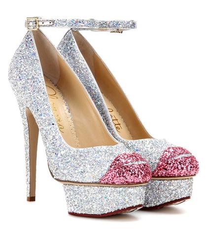 Charlotte Olympia Kiss Me Dolores! Glitter Platform Pumps