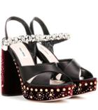 Miu Miu Embellished Satin And Velvet Platform Pumps