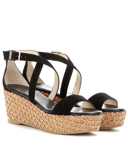 Jimmy Choo Portia 70 Suede Wedge Sandals