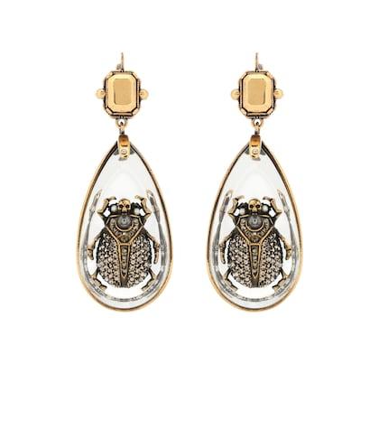 Alexander Mcqueen Crystal Beetle Earrings