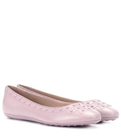 Tod's Embellished Leather Ballerinas