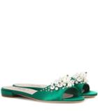Closed Embellished Satin Slip-on Sandals