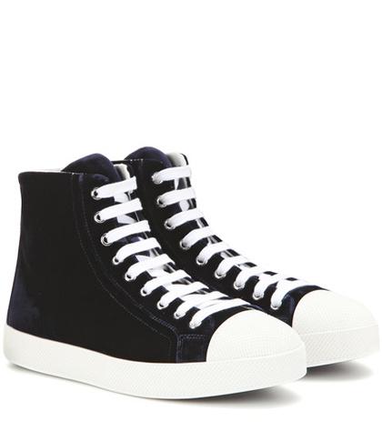 Prada Velvet High-top Sneakers