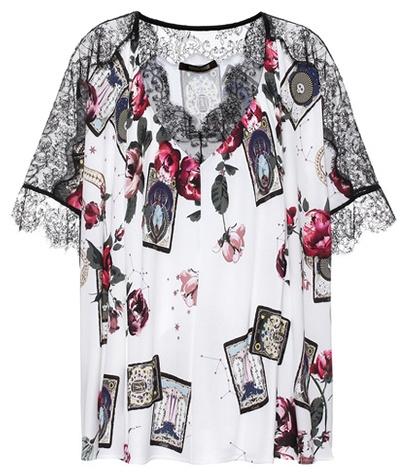 Burberry Printed Lace-trimmed Top