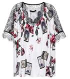 Burberry Printed Lace-trimmed Top