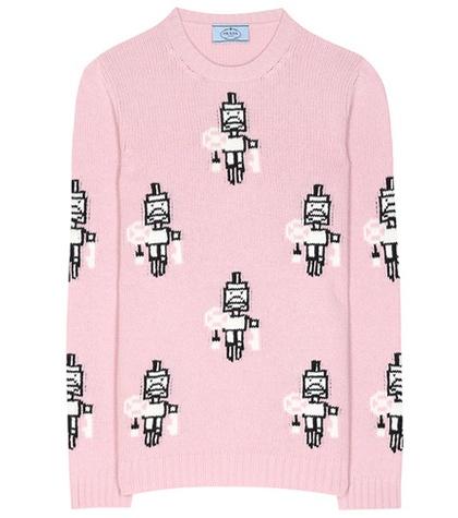 Prada Wool And Cashmere Patterned Sweater
