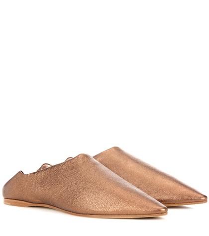 Acne Studios Amina Space Metallic Leather Slippers