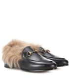 Gucci Jordaan Fur-lined Leather Loafers