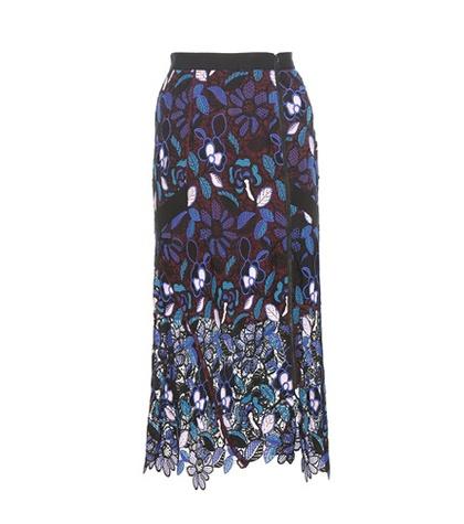 Self-portrait Garden Guipure Lace Midi Skirt