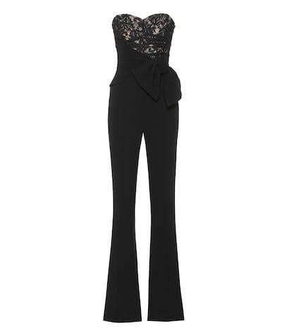 Rebecca Vallance Betty Lace-trimmed Crêpe Jumpsuit