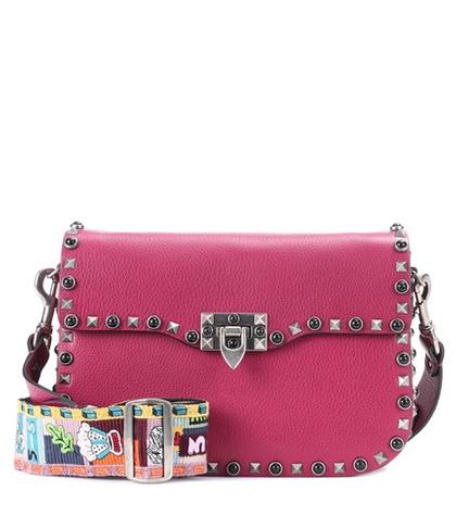 Valentino Valentino Garavani Guitar Rockstud Rolling Leather Crossbody Bag