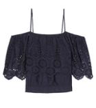 Ganni Yoko Lace-trimmed Off-the-shoulder Blouse