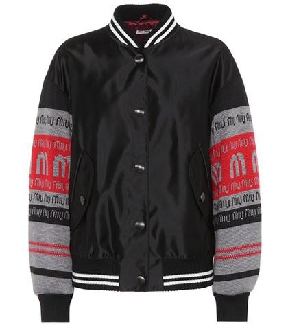 Miu Miu Satin And Wool Varsity Jacket