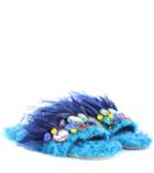 Dorothee Schumacher Faux Fur Flat With Crystal Embellishment