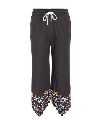 See By Chlo Embroidered Cotton Cropped Trousers