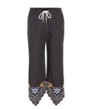 See By Chlo Embroidered Cotton Cropped Trousers