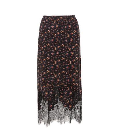 Sophie Bille Brahe Printed Silk Skirt With Lace