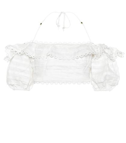 Zimmermann Allia Off-the-shoulder Linen Top