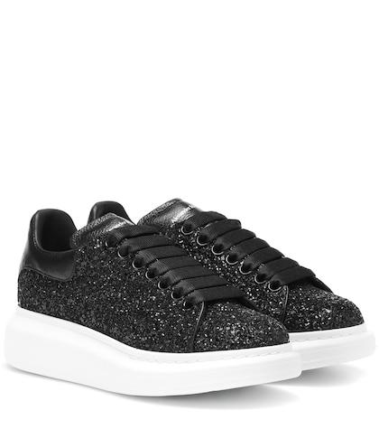 Alexandre Vauthier Glitter Leather Platform Sneakers