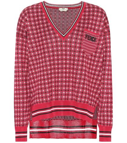 Fendi Plaid Silk Sweater