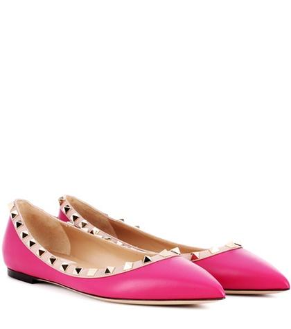 Bottega Veneta Valentino Garavani Rockstud Leather Ballerinas