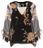 Salvatore Ferragamo Ruffled Floral-printed Silk Blouse