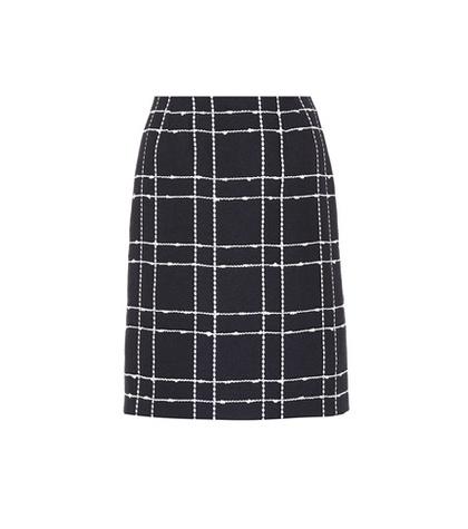 Oscar De La Renta Checked Denim Skirt
