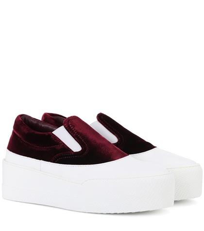 Miu Miu Velvet Platform Slip-on Sneakers