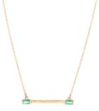 Loren Stewart Baguette Baby Bar 14kt Gold Necklace With Emerald