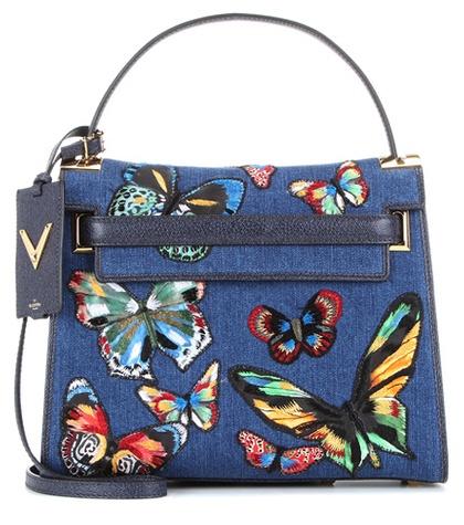 Valentino Valentino Garavani My Rockstud Appliqué Denim Shoulder Bag