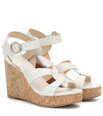 Jimmy Choo Aleili 100 Leather Wedge Sandals