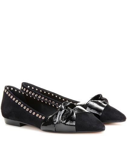 Isabel Marant Lynlou Suede And Patent Leather Ballerinas