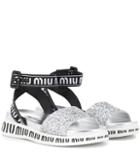 Miu Miu Logo Glitter Sandals