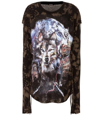 Balmain Printed Lace-up T-shirt