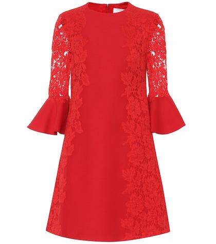 Valentino Lace-trimmed Cotton-blend Minidress