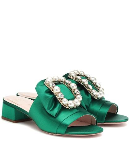Roger Vivier Embellished Satin Sandals