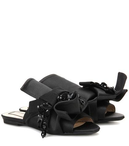 Tod's Embellished Satin Mules