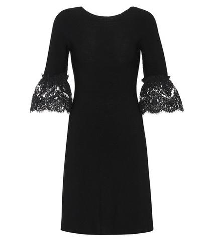 Oscar De La Renta Lace-trimmed Wool Dress