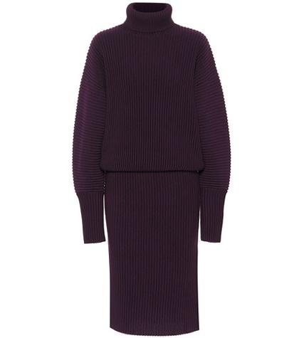 Victoria Victoria Beckham Turtleneck Wool Midi Dress