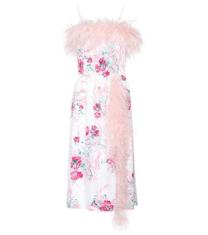 Prada Exclusive To Mytheresa.com – Feather-trimmed Crêpe De Chine Dress